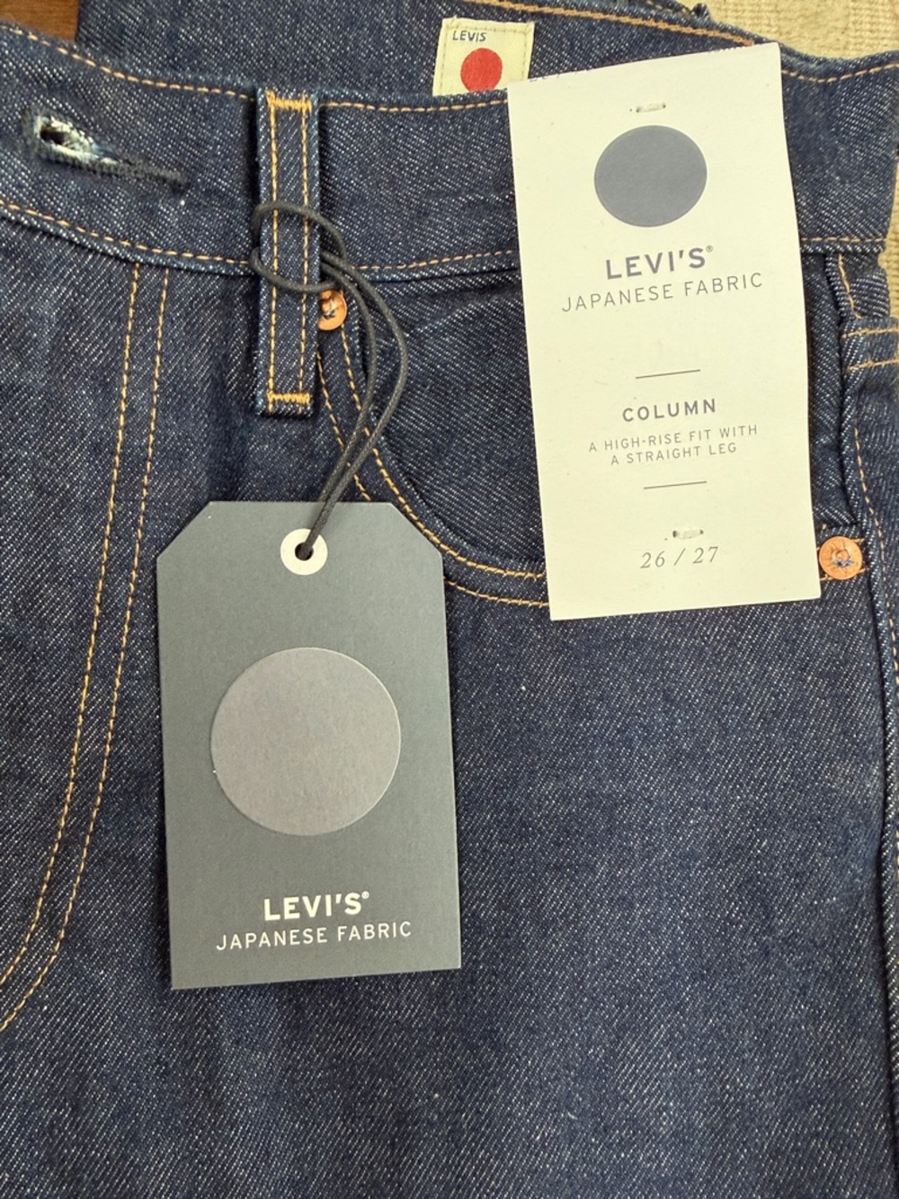 Levi's High-Rise Column Straight Leg Jeans - Dark Blue